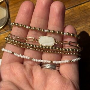 Elegant Gold and White Beaded Bracelet Set